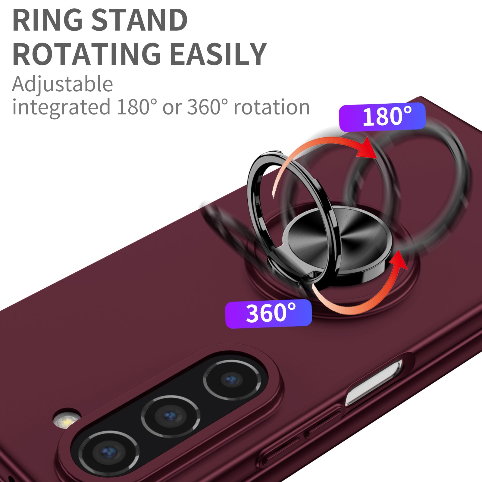 For Samsung Galaxy Z Fold5 5G Ring Kickstand Phone Case Support Car Mount Hard PC Protective Cover For Samsung Galaxy Z Fold5 5G Ring Kickstand Phone Case Support Car Mount Hard PC Protective Cover
